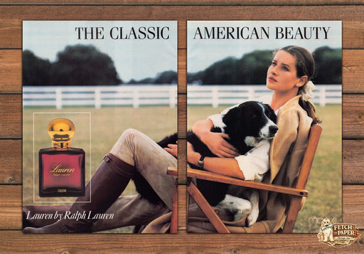 Lauren by Ralph Lauren 1980s Print Advertisement (2 Page) Ad 1988 Border Collie