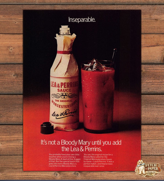 Lea Perrins Worcestershire Sauce Bloody Mary Cocktail Print Ad 1979 1970s