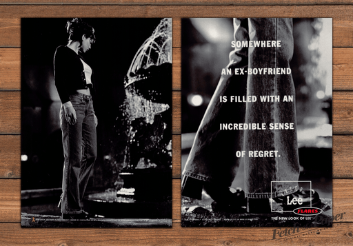 Lee Flares Jeans Ex-Boyfriend Regret Fountain Print Ad 1997 1990s (2pgs)