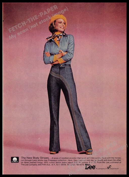 Lee Jeans 1970s Magazine Print Advertisement 1976 "The New Body Stripes" Lee Jeans