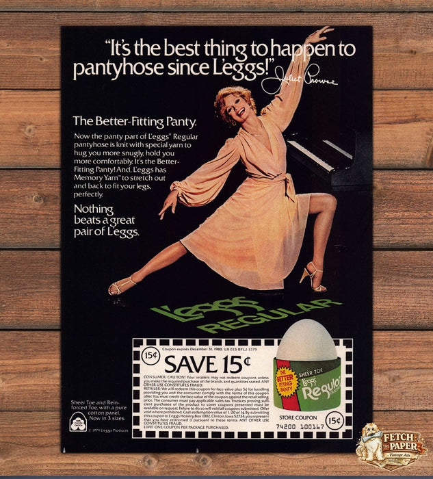 Leggs Regular Pantyhose Juliet Prowse Dancing Leg Extended Print Ad 1979 1970s