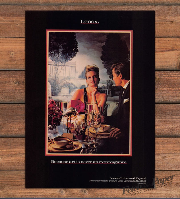 Lenox China Crystal Elegant Couple Dinner Painting Print Ad 1986 1980s