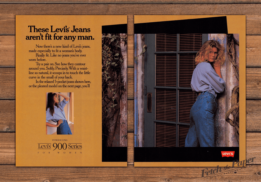 Levi's 900 Series Jeans For Women Blonde Big Hair Print Ad 1987 1980s (2pgs)