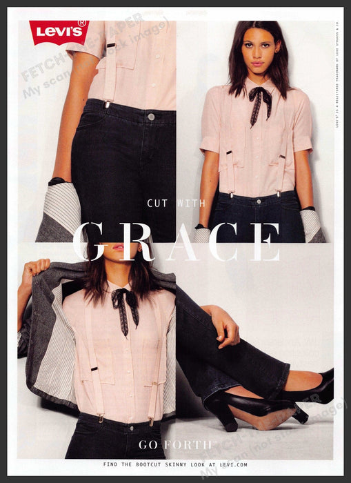 Levi's Grace 2010s Print Advertisement 2012 Bootcut Model Quadrant Fetch-the-Paper