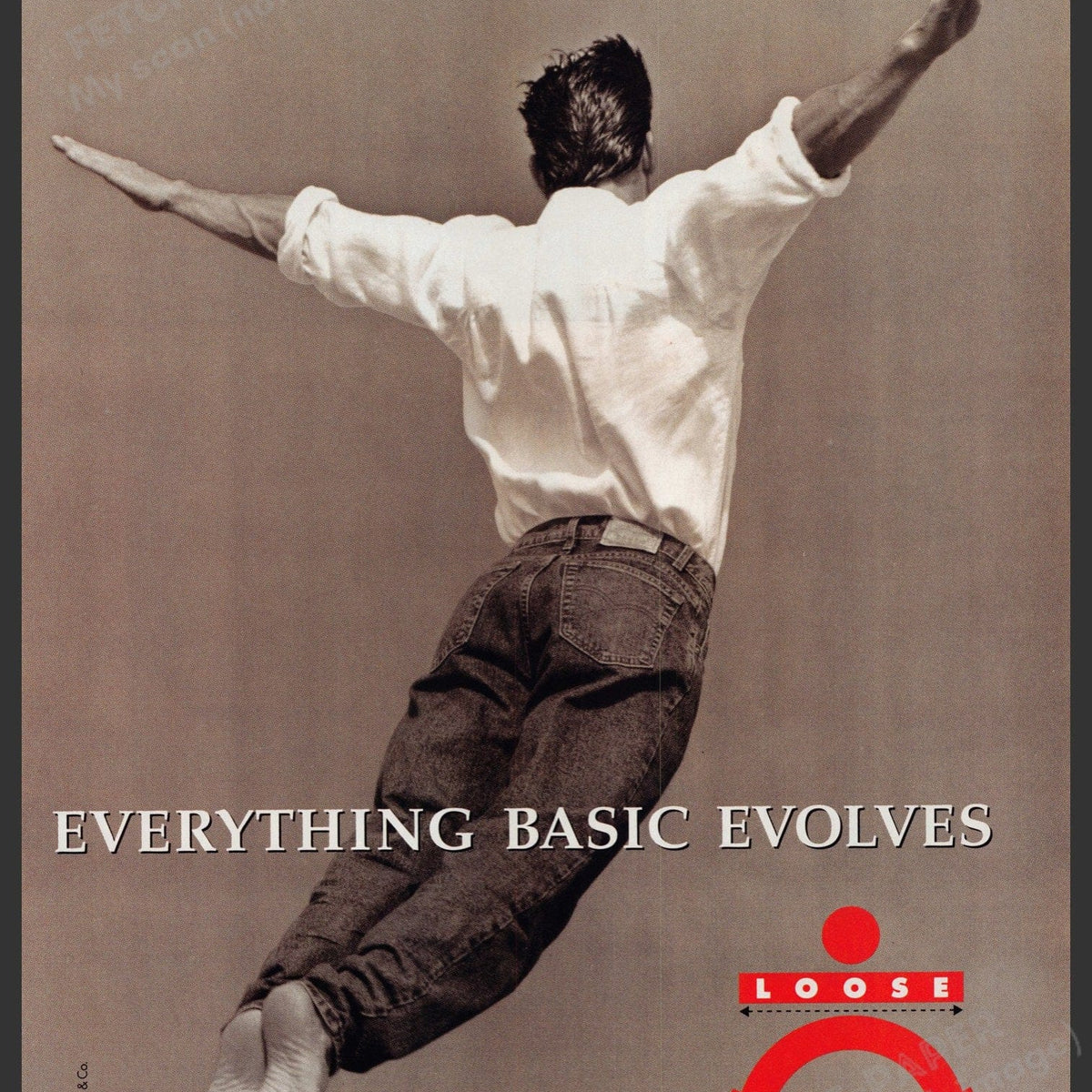 Vintage 1992 Levi's Loose Jeans Print Ad - Guy Jumping — Fetch-the
