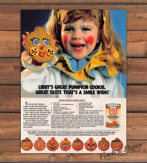 Libby's Great Pumpkin Cookie Recipe 1980s Print Advertisement Ad 1985