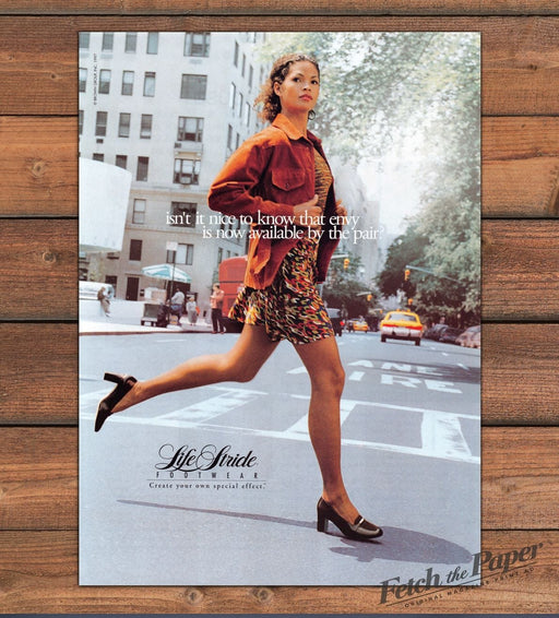 Life Stride Footwear Woman Running City Street Legs Print Ad 1997 1990s