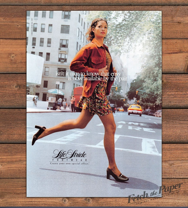 Life Stride Footwear Woman Running City Street Legs Print Ad 1997 1990s