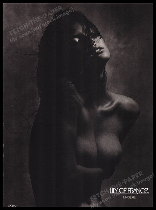 Lily Of France Lingerie 1980s Print Advertisement Ad 1989 Dark Sexy Model Shadow Fetch the Paper!