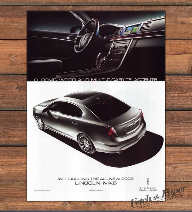 Lincoln MKS 2009 Sedan Interior Chrome Wood Accents Print Ad 2008 2000s