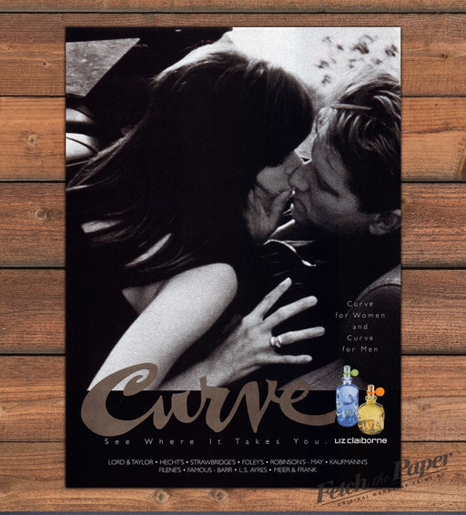 Liz Claiborne Curve Perfume Kissing Couple Print Ad 1997 1990s