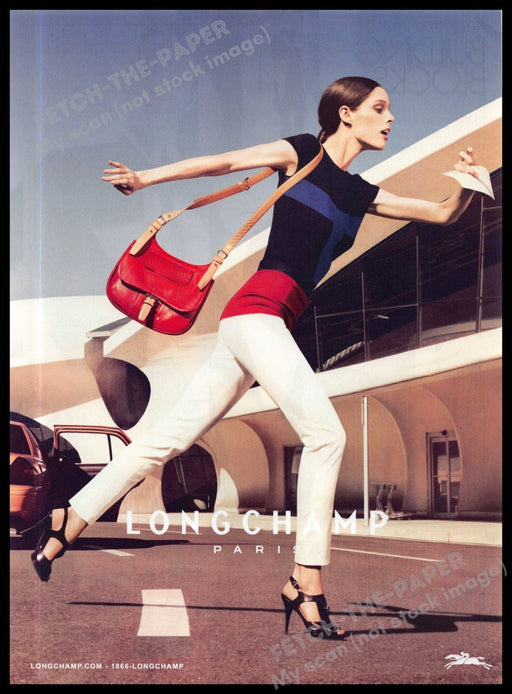 Longchamp Paris 2010s Magazine Print Advertisement 2013 Legs Running Airport