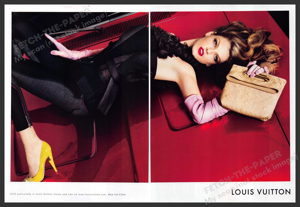 Louis Vuitton 2000s Print Advertisement (2 pages) 2008 Legs Hood of Red Car Louis Vuitton