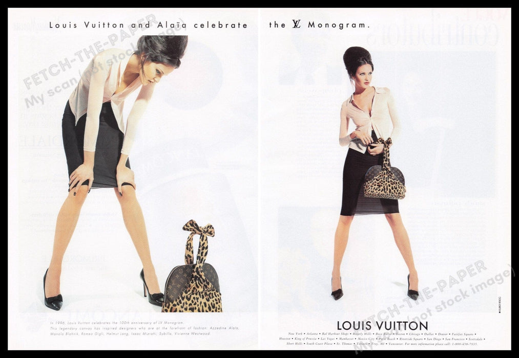 Louis Vuitton  and Alaia 1990s Print Advertisement (2 pgs) 1996 Legs Handbag Fetch the Paper!