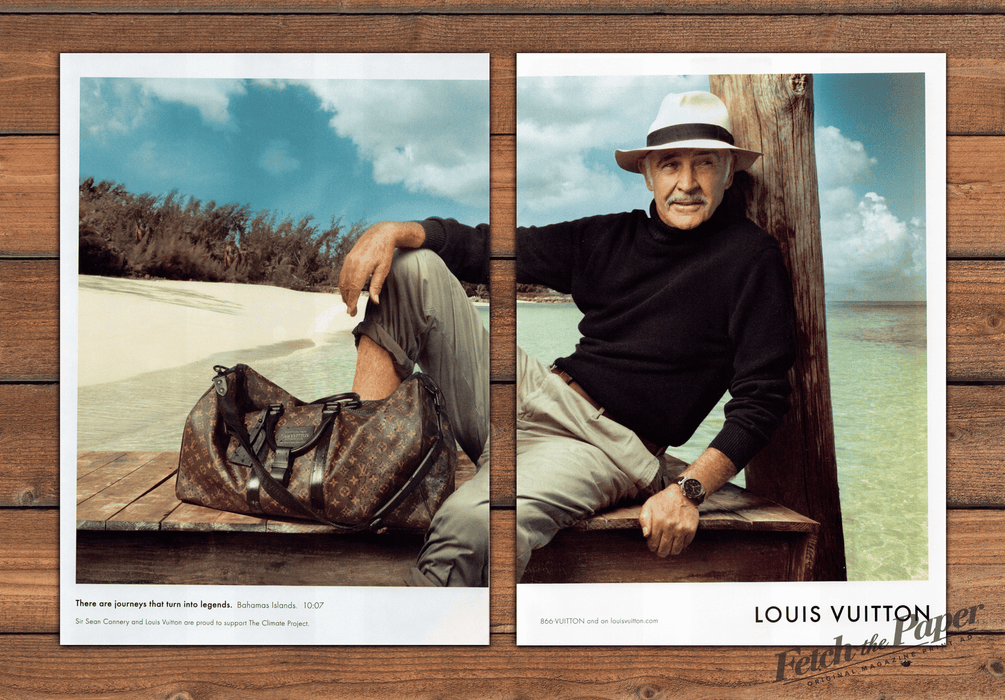 Louis Vuitton Sean Connery Bahamas Dock Keepall Bag Print Ad 2009 2000s (2pgs)