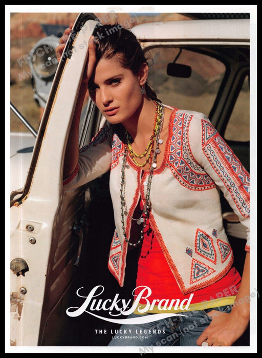 Lucky Brand 2010s Magazine Print Ad 2013 Isabeli Fontana Vintage Pickup Truck