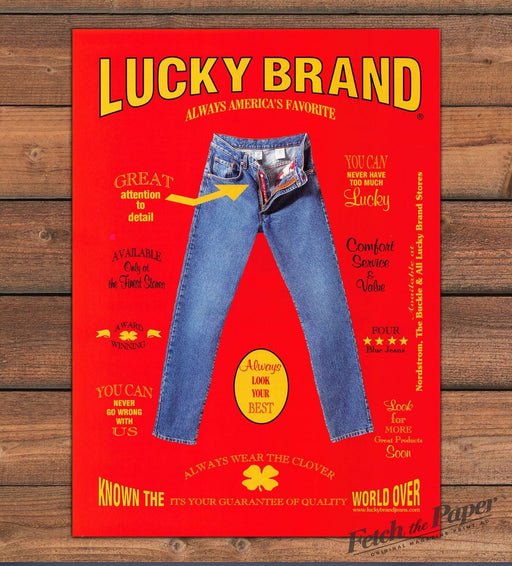Lucky Brand Jeans Always Wear the Clover 1990s Print Advertisement Ad 1998