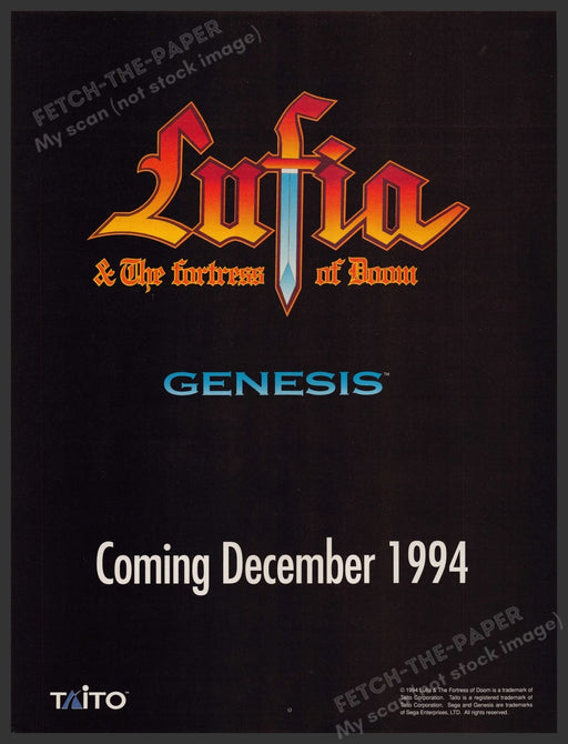 Lufia & the Fortress of Doom Video Game 1990s Print Advertisement Ad 1994