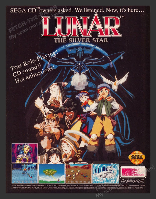 Lunar The Silver Star Sega Video Game 1990s Print Advertisement Ad 1992
