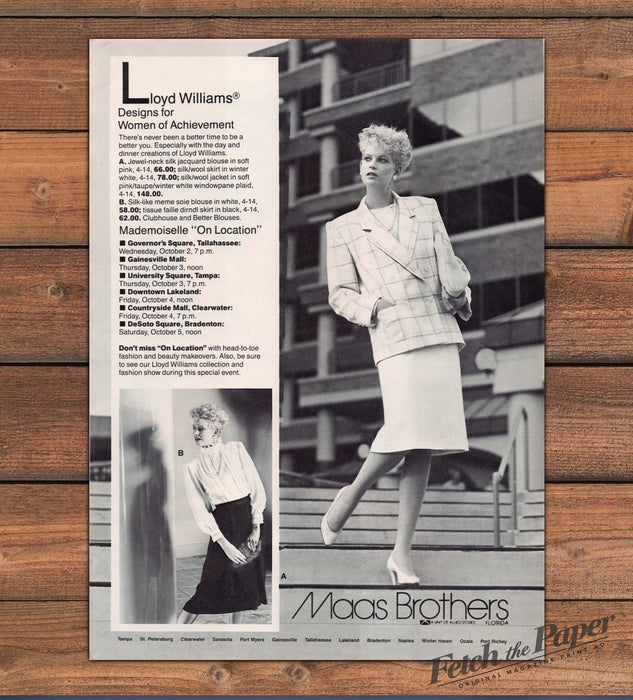 Maas Brothers Lloyd Williams Plaid Jacket Career Fashion Print Ad 1985 1980s