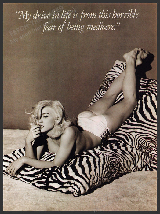 Madonna Magazine Article Photo 1990s Clipped 1991 Zebra Pillow Fetch the Paper!