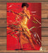 Magazine Photo Woman Gold Dress Ribbon Streamers Red Backdrop 1983 1980s