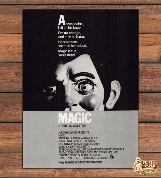 Magic Anthony Hopkins Ann-Margret Ventriloquist Dummy Print Ad 1978 1970s
