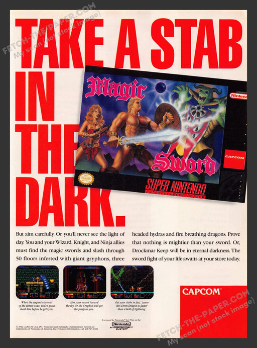 Magic Sword Video Game 1990s Print Advertisement Ad 1992