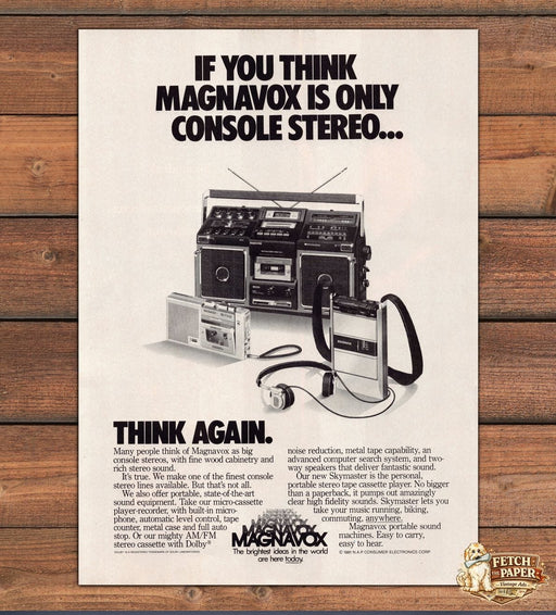 Magnavox Think Again Skymaster Boombox Lineup Print Ad 1981 1980s
