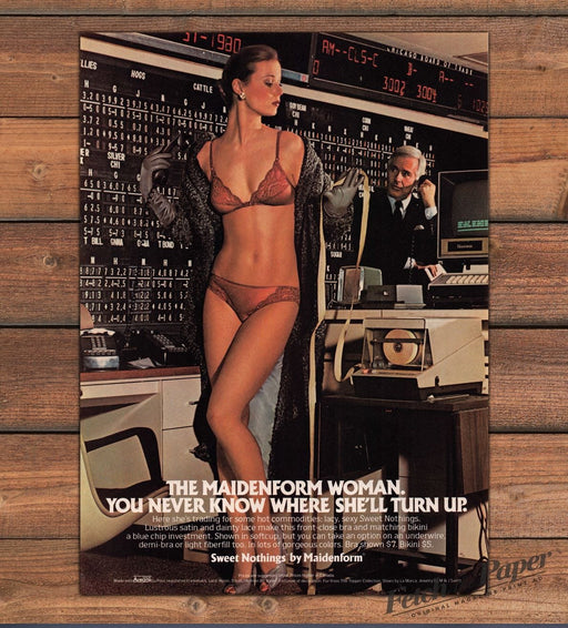 Maidenform Sweet Nothings 1980s Print Advertisement Ad 1980 Stock Exchange