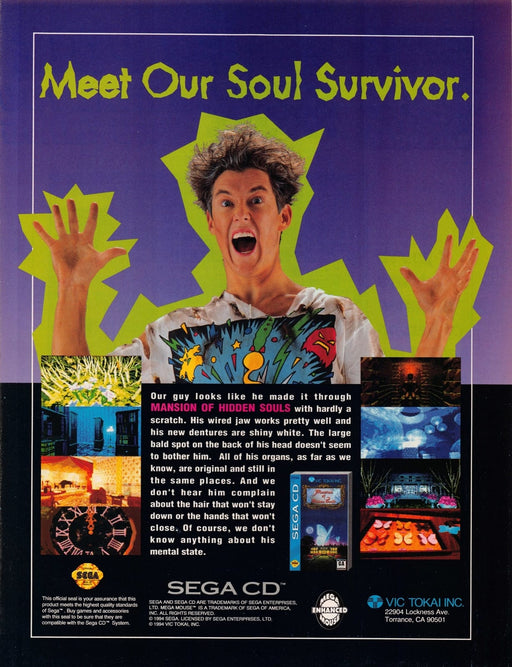 Mansion of Hidden Souls Video Game 1990s Print Advertisement Ad 1994