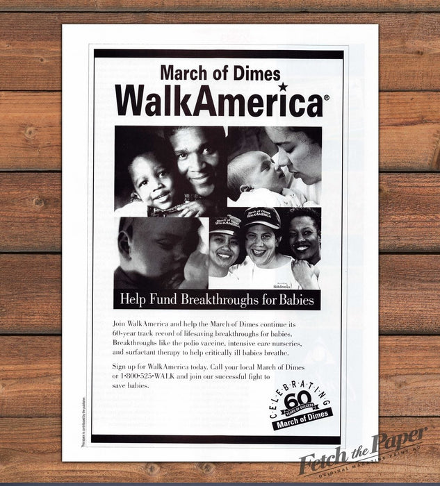 March of Dimes WalkAmerica Breakthroughs for Babies Print Ad 1998 1990s