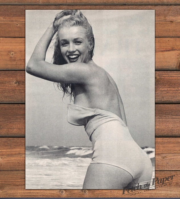 Marilyn Monroe Beach Wet Hair Bare Back Swimsuit Magazine Photo 1986 1980s