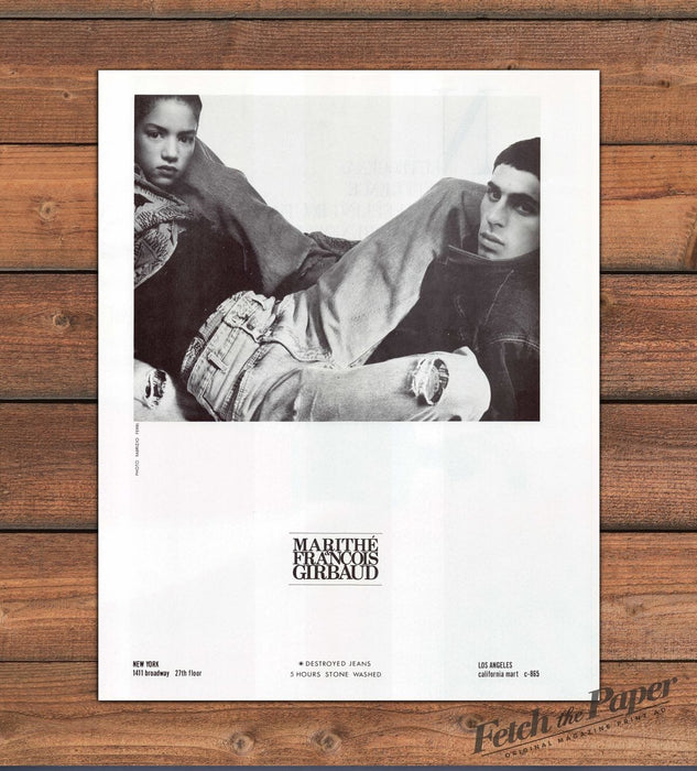 Marithe Francois Girbaud Destroyed Jeans Edgy Streetwear Duo Print Ad 1986 1980s