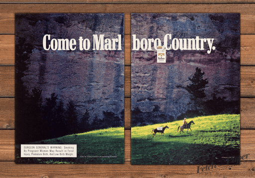 Marlboro Lights Marlboro Country Cowboy Horse Print Ad 1997 1990s (2pgs)