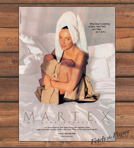 Martex Grand Patrician Towel Model Bed Bare Necessities Print Ad 1997 1990s