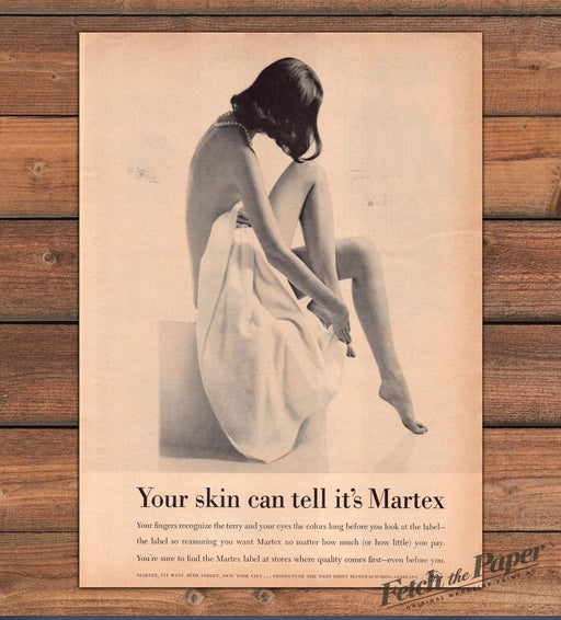 Martex Towel Bare Back Woman Terry Wrap Bare Legs Your Skin Print Ad 1965 1960s