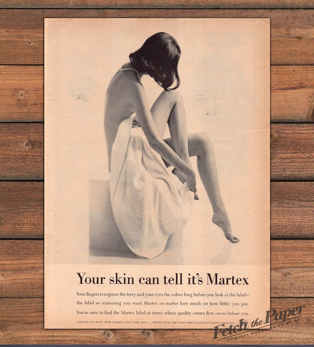 Martex Towel Bare Back Woman Terry Wrap Bare Legs Your Skin Print Ad 1965 1960s