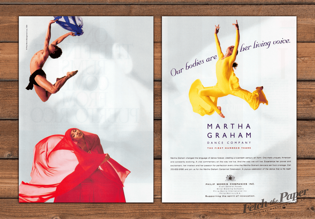 Martha Graham Dance Company Centennial Dancers Print Ad 1994 1990s (2pgs)
