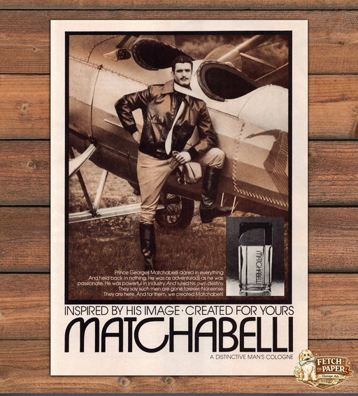 Matchabelli Cologne Prince Georges Aviator Mens Fragrance Print Ad 1981 1980s