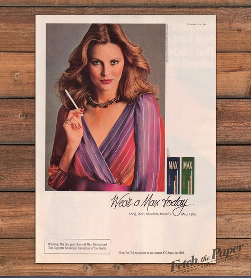 Max Cigarettes 120s Striped Dress Wear A Max Today Print Ad 1981 1980s