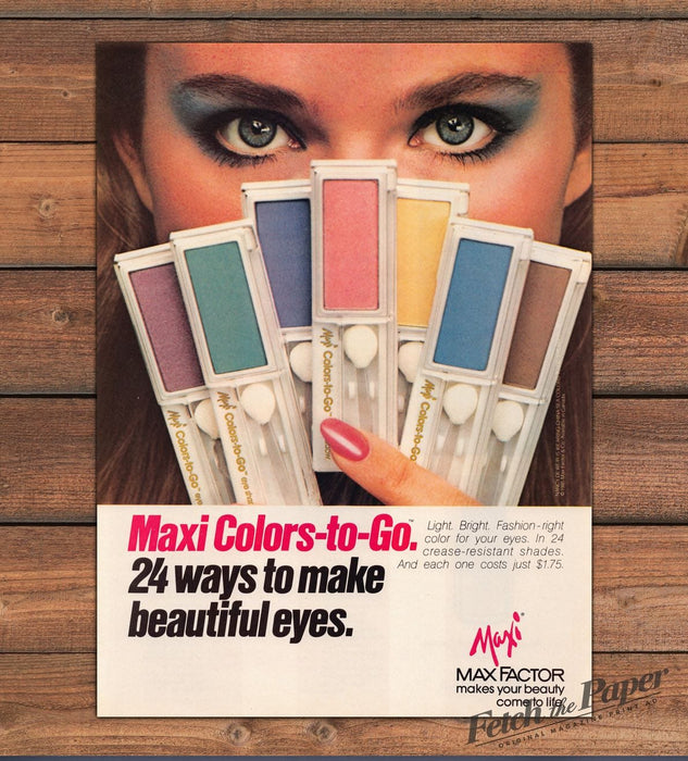 Max Factor Maxi 1980s Magazine Print Advertisement 1984 Colors-to-go Eye Rainbow