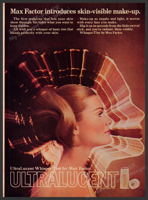 Max Factor Ultralucent Whisper Tint Cosmetics 1960s Print Advertisement Ad 1969 Fetch the Paper!