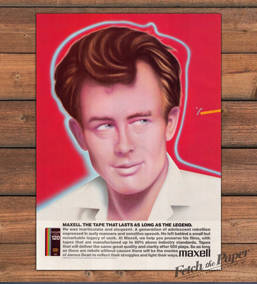 Maxell VHS Tape James Dean 1980s Print Advertisement Ad 1986