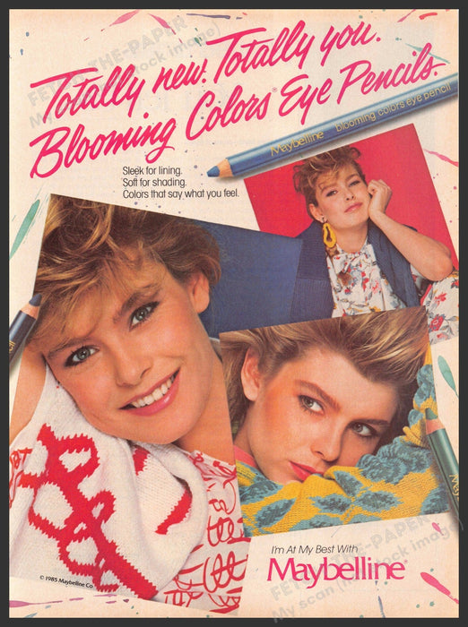 Maybelline 1980s Magazine Print Advertisement 1985 Blooming Colors Maybelline