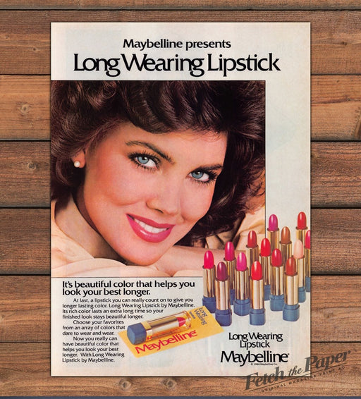 Maybelline 1980s Print Advertisement 1983 Lipstick Cosmetic Long Wearing