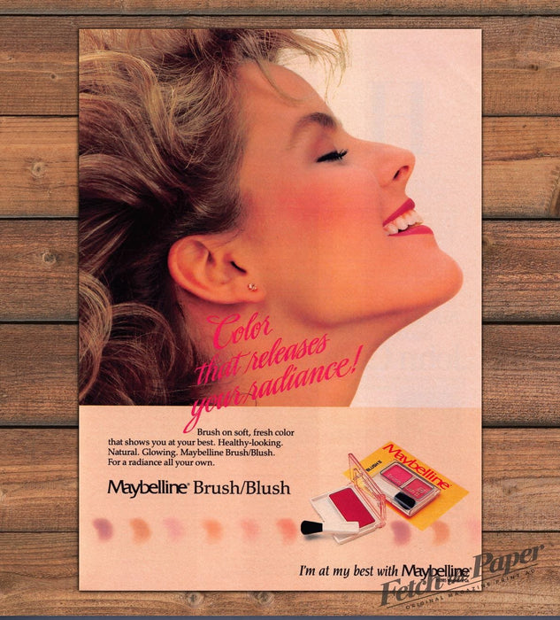 Maybelline 1980s Print Advertisement 1985 Brush Blush "Releases your radiance"