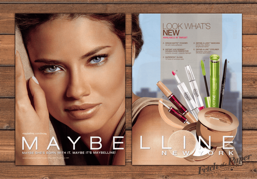 Maybelline Adriana Lima Dream Matte Makeup Print Ad 2007 2000s (2pgs)