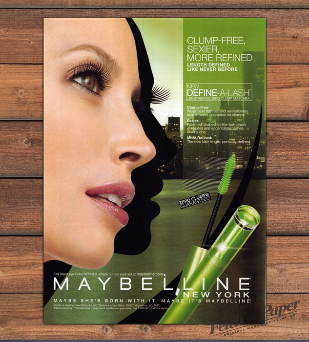 Maybelline Define-A-Lash Mascara Christy Turlington Green Print Ad 2007 2000s