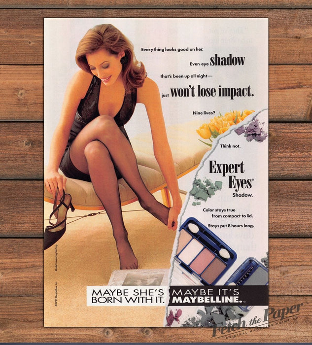 Maybelline Expert Eyes Christy Turlington Legs Pantyhose Print Ad 1993 1990s